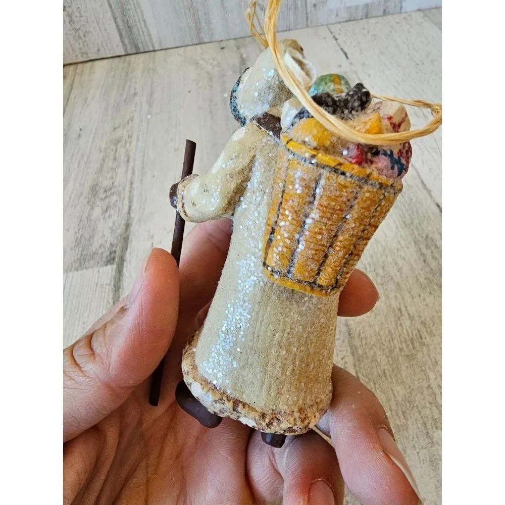 Glitter Santa bag white‎ fruit ornament Xmas tree